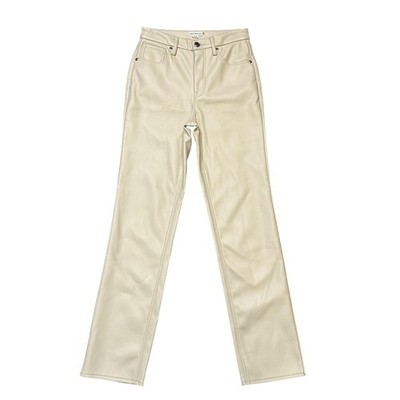 Good American Jeans Womens 4 27 White Faux Leather High Rise Straight Leg Pants