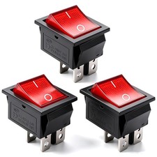 3 Pack AC110V DPST Illuminated Rocker Switch 4 Pin On Off Power Switch