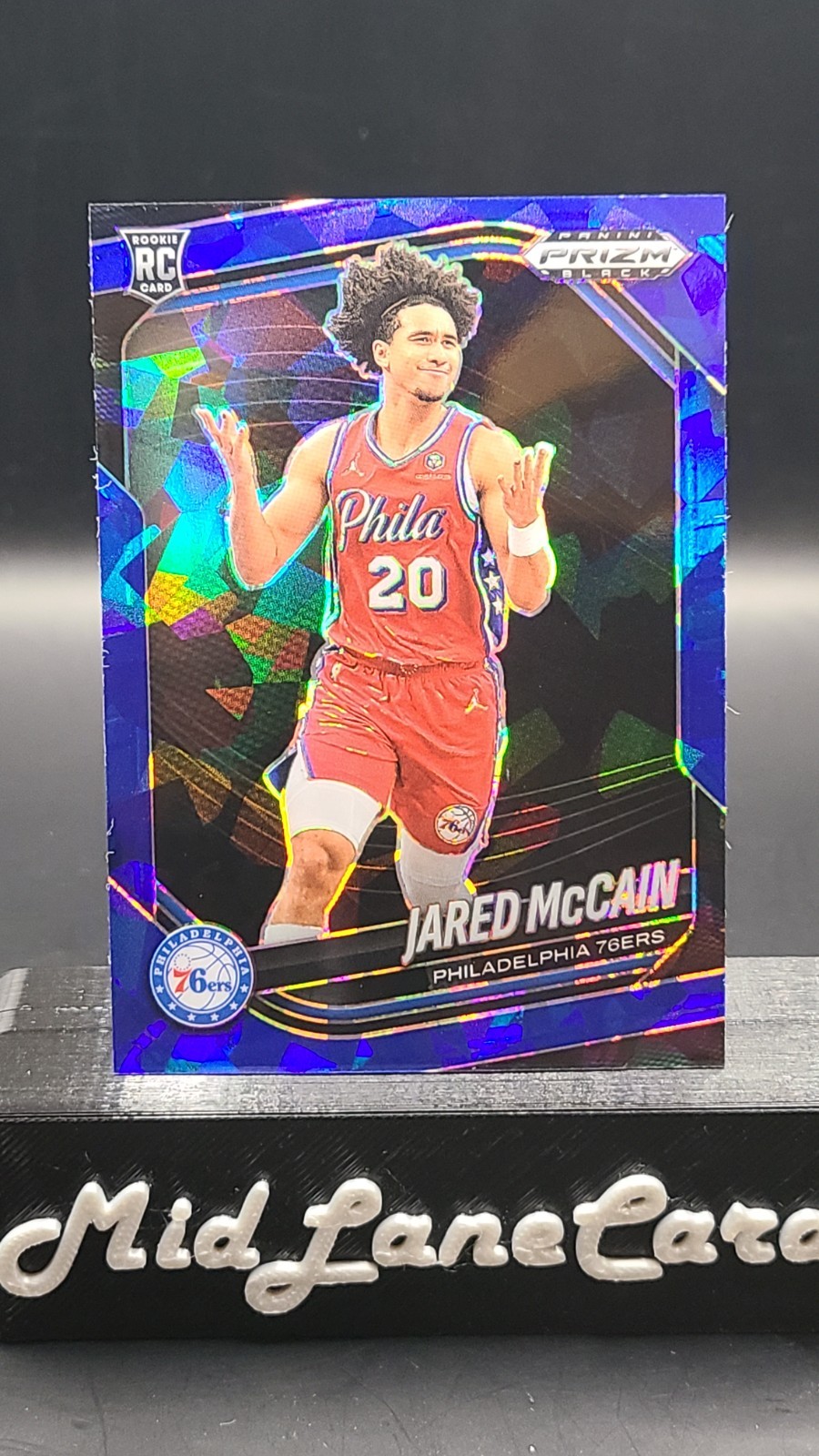 2024-25 Panini Prizm Black Jared McCain #80 Rookie BLUE ICE PRIZM 76ers /125