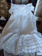 VTG Lace Baby Christening Baptism Lace Gown with Bonnet Cap In Gold Box