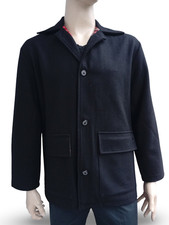 Donkey Jacke in schwarz aus schwerer Wolle mit Tartan-Futter