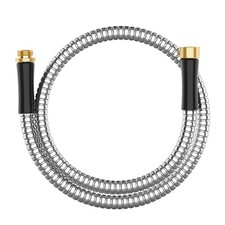 Short Metal Garden Hose 5 ft Connector, Stainless 5ft Male to Female, Silver