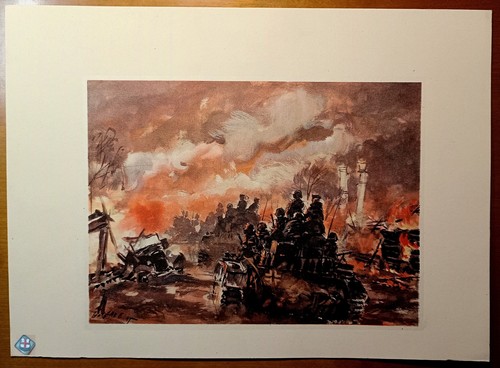 Walter Gotschke - 1942 Wehrmacht color graphic sheet (PzG, on fire)