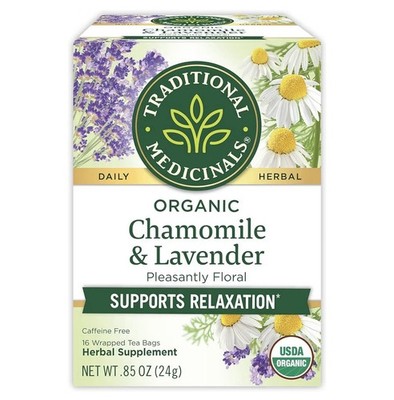 Traditional Medicinals Organic Chamomile & Lavender Herbal Tea 16 Bags USDA Org 
