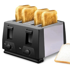 4 Slice Extra Wide Slot Toaster with Variable Browning Defrost Reheat Black UK