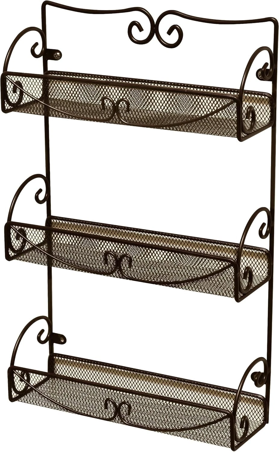 3 Tier Wall Mounted Hanging Spice Rack, Bronze - Picture 1 of 1