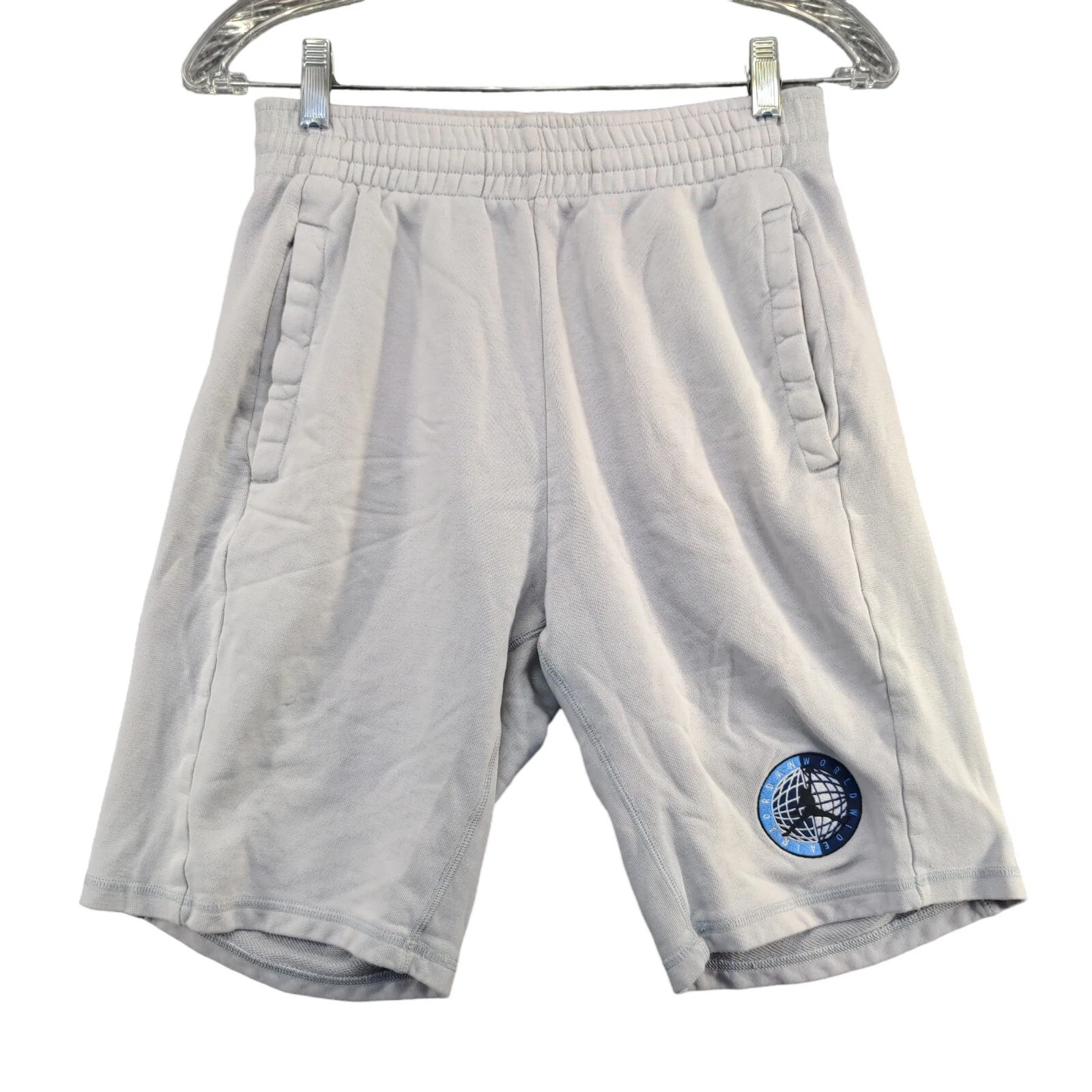 Pantaloncini da uomo Nike Air Jordan Worldwide grigi taglia small con cordino tasche