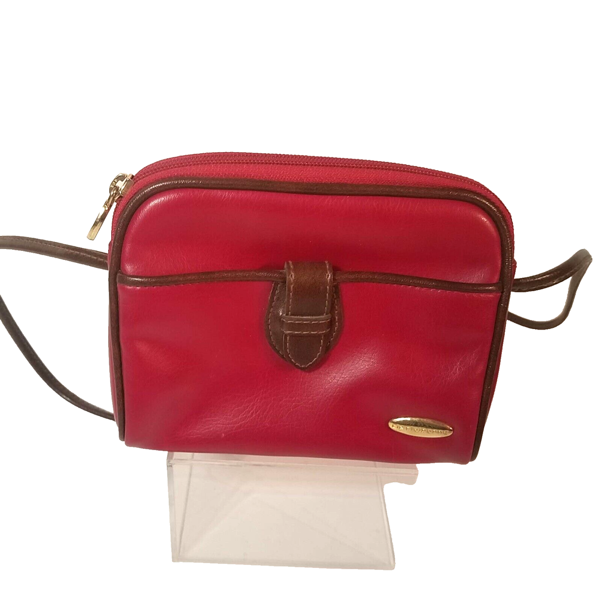 Liz Claiborne, Red Leather, Crossbody, Purse, Handbag with