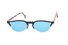 Sonnenbrille Azetat halb randlos schwarz SUNRISE 503 blaue Scheiben   K7