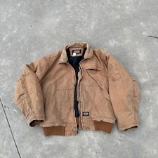 Big Smith Jacket Mens 2XL Brown Canvas Full Zip Lined Heavy Work Wear Well