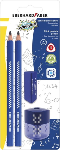 Eberhard Faber 510099 - Bleistifte Set Tri Winner, Mit 2 Bleistifte 2B, Radierer-image