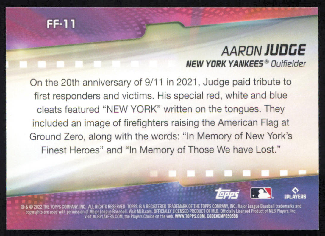 Aaron Judge 2022 Topps Flashiest Feet #FF-11 New York Yankees | eBay