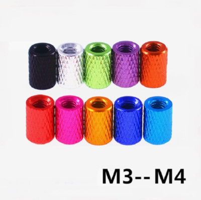 M3 / M4 Knurled Threaded Sleeve Rod Bar Aluminum Alloy Stud Round Connector Nuts