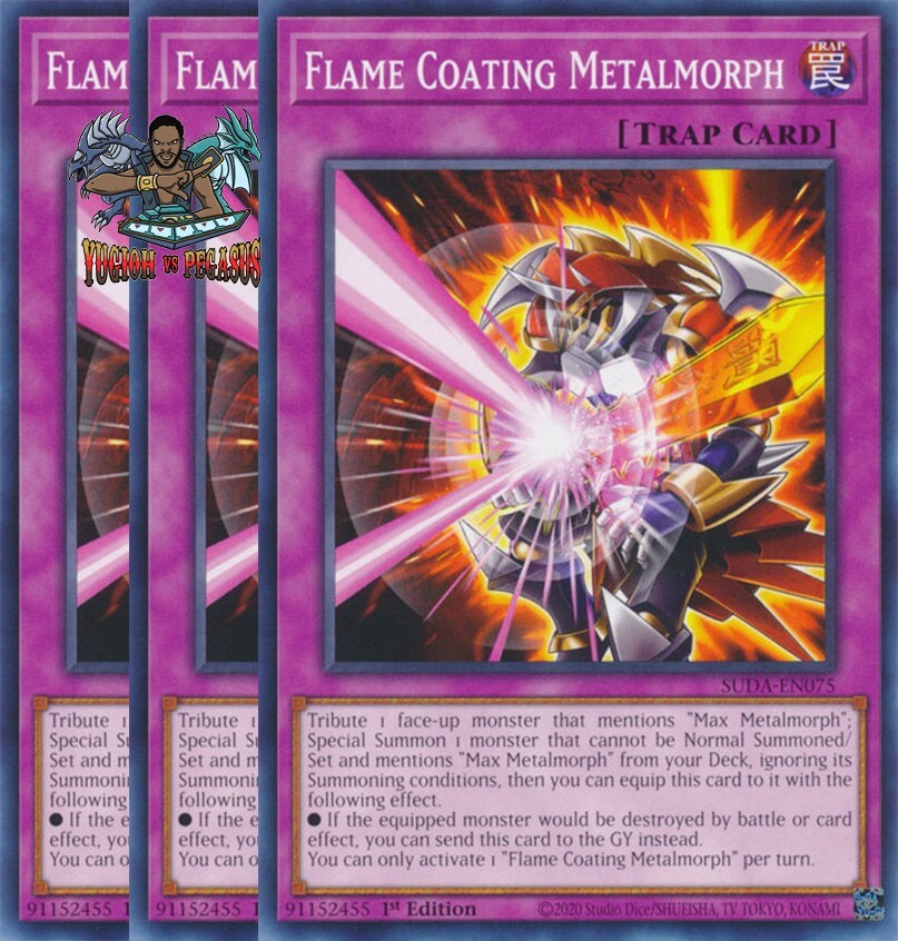 Yugioh! 3x Flame Coating Metalmorph SUDA-EN075 Common 1st Ed NM | eBay