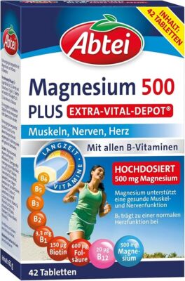 Abtei Magnesium 500 Plus Extra Vital Depot, alle B-Vitamine 42 Tabletten
