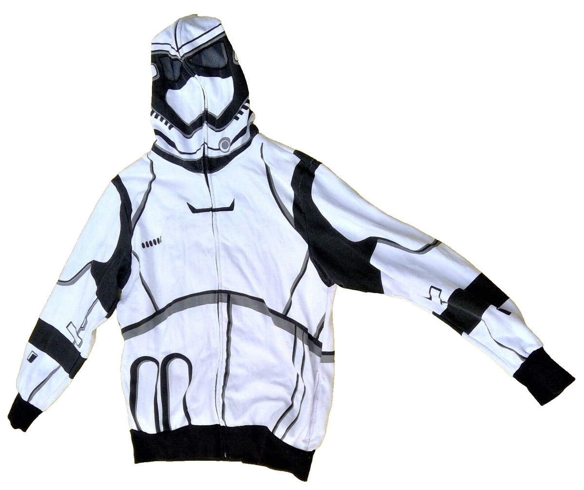 Star Wars stormtrooper men's white hoodie sweatshirt size M zip-up face mask