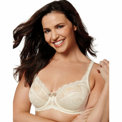 Playtex Bra Love My Curves Lace Lift Full-Figure 4825 Gardenia Sz