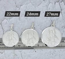 STERLING SILVER SAINT CHRISTOPHER PENDANT ENGRAVING OPTION ROUND ST CHRIS BOX