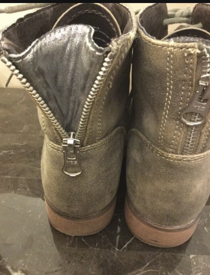 SAOLA Stivali Mossimo donna 8 5 platino oro stringati zip posteriore suola strappo