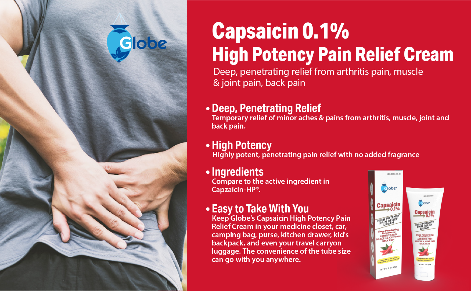 Globe Capsaicin 0.1 High Potency Pain Relief Cream 2 oz (3 Pack) 860001004922 eBay