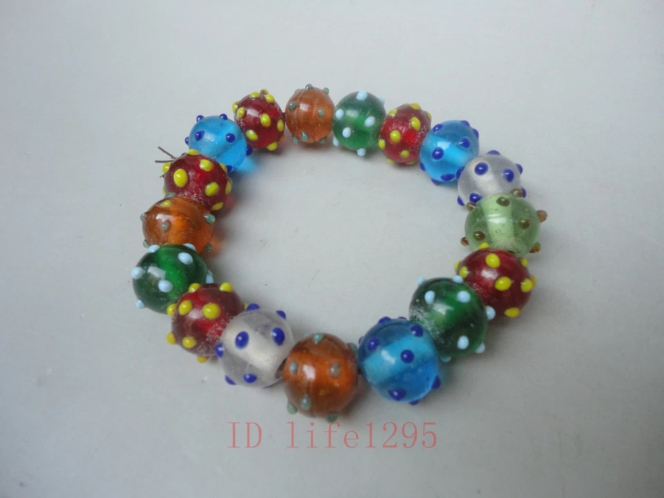 Rare Collect China Tibetan Ancient  Prayer Beads Glaze Beads Hand Catenary Gift - Image 3 of 4