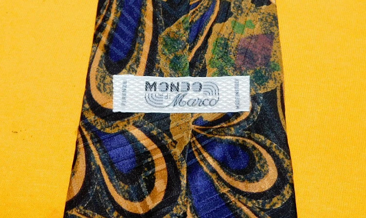 CORBATA FLORAL MONDO DE MARCO HECHA EN ITALIA AZUL/ORO/VERDE - CORBATAS - CORBATAS DE DISEÑADOR. Foto 3 de 3