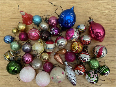 Vintage verschiedene Sammlung von ca. 40 Christbaumkugeln Ornamente