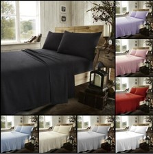 100% Brushed Cotton Thermal Flannelette Fitted Or Flat Bed Sheets Or Pillowcase