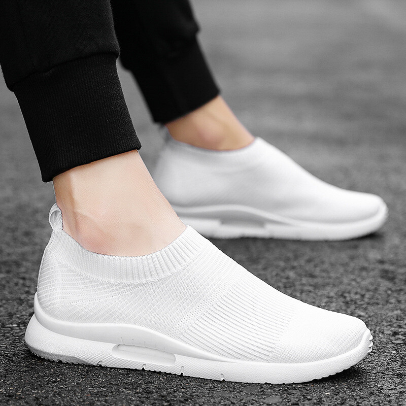 white slip on trainers for men