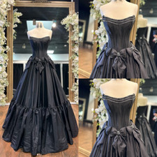 Black Vintage Wedding Dresses 1950s Gothic Satin 60s Sleeveless Bridal Gowns