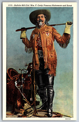 Buffalo Bill Cody Famous Plainsman and Scout Rifle and Saddle Unposted  Postcard