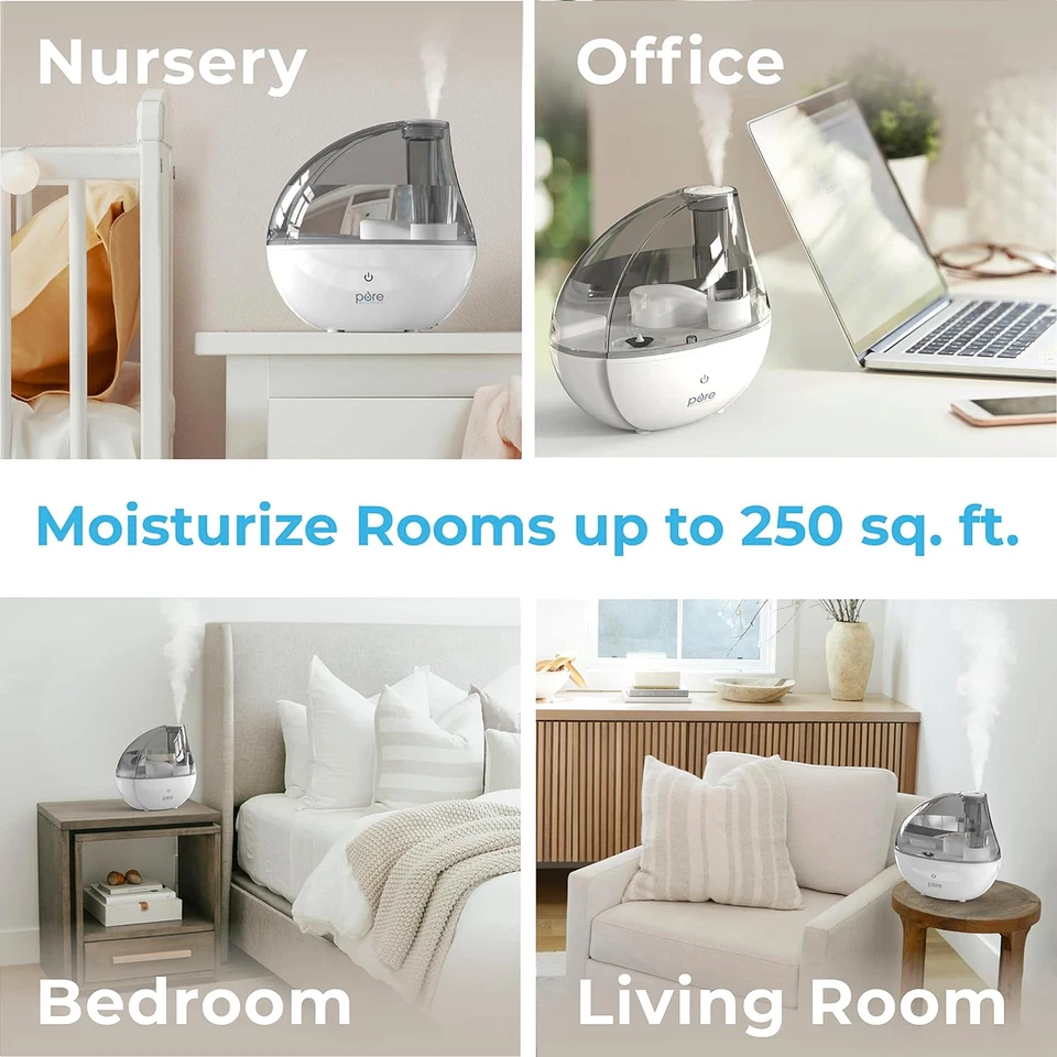 Humidificador ultrasónico de niebla fría Pure Enrichment Mistaire plateado para dormitorio, apagado Foto 4 de 4