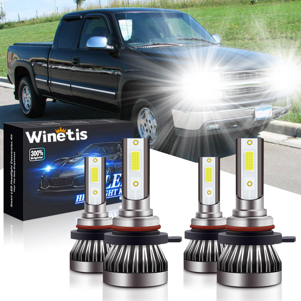 For Chevy Silverado 1500 2500HD 3500 1999-2006 White LED Headlights Lights Bulbs