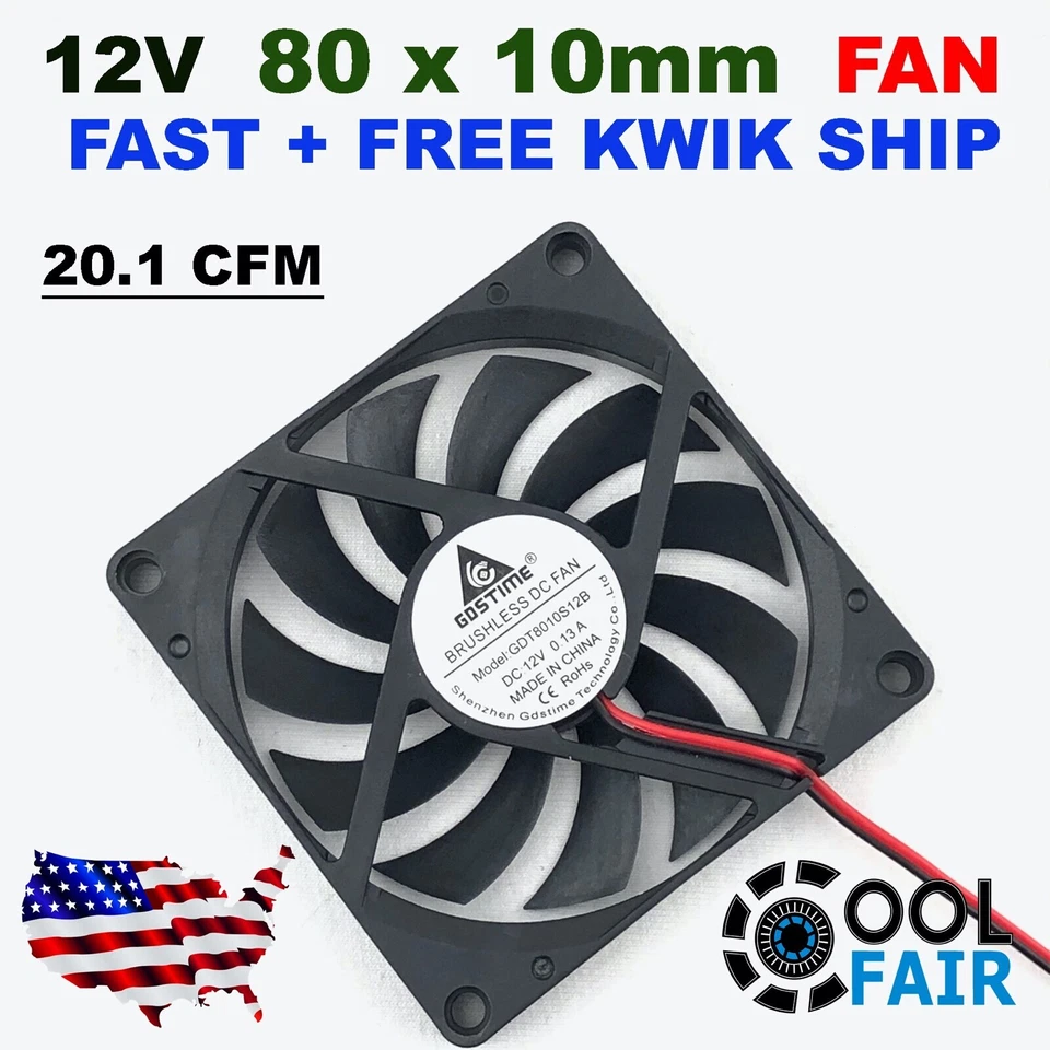 2x 70mm 70x70x10mm Lüfter Gehäuselüfter 5V 12V 24V für PC Computer leise FAN DE - Bild 2 von 4
