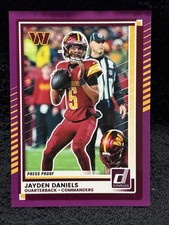 2025 Donruss Jayden Daniels Press Proof Purple #28 Washington Commanders