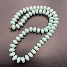 Aqua Blue Tone Plastic Bead Necklace 19 In Disc Shape Beaded Colorful Vintage