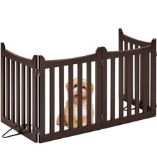 24  Tall Freestanding Wooden Pet Puppy Fence Pet Barrier with Two Support Feet