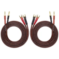 XMSJSIY HiFi OFC Speaker Wire with Spade Plug to Banana Plug Speaker Jumper C...