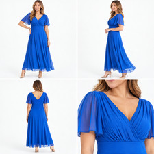 Womens Scarlett & Jo Isabelle Float Sleeve Maxi Dress Solid Blue RRP £90 (20)