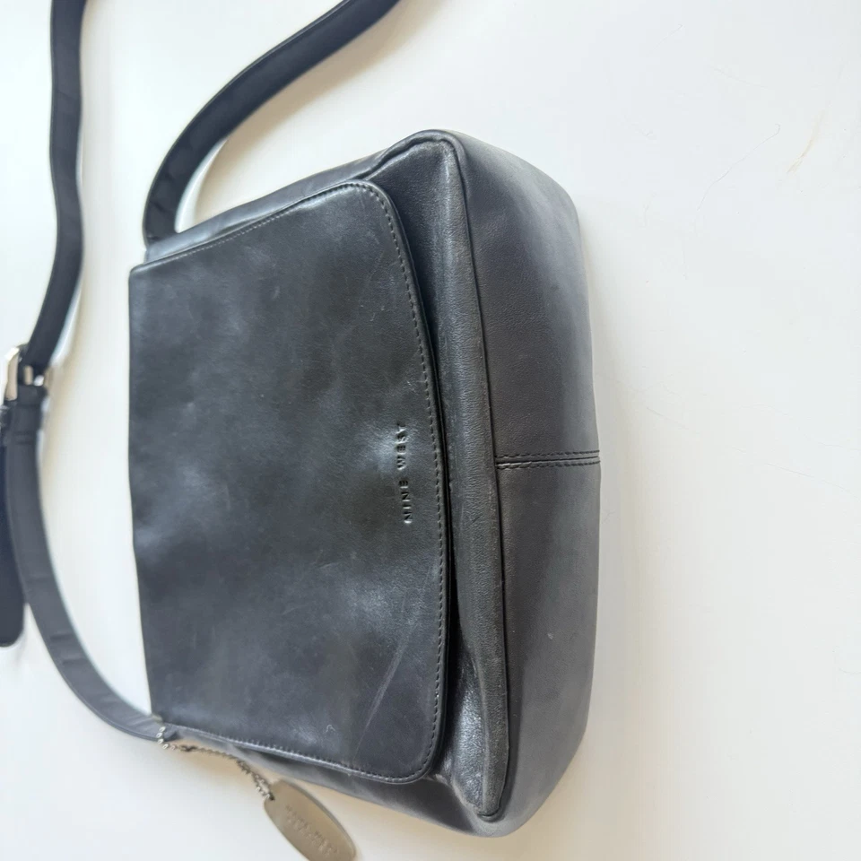 Винтажная минималистская сумка через плечо 90-х Nine West черная кожа - Изображение 2 из 4