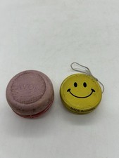 1970s Avon Purple  Pink Yo-Yo And Yellow Metal Smiley Face Yo-Yo