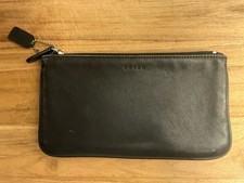 Coach Black Leather Zip Pouch Wristlet Clutch Y2K Vintage Style 7.75