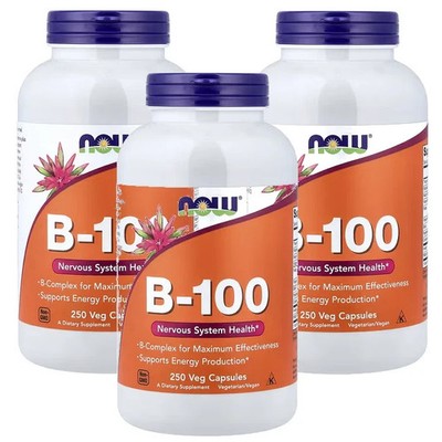 Now B-100 (High Potency B-Complex) 250 Vcaps Each (Pack of 3)