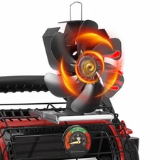 XTIMES Wood Stove Fan Heat Powered Fireplace Fan with Magnetic Thermometer Th...