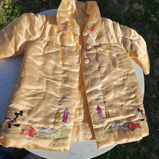 Antique 1930 Mickey Mouse Coat Bonnet RARE Chinese Silk Peach Hand Made