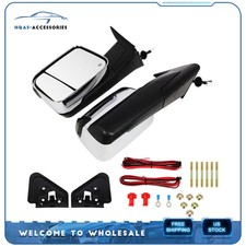 Pair Power Heated New Led Signal Chrome Towing Mirrors For 98-02 Dodge Ram Pair Power Heated New Led Signal Chrome Towing Mirrors For 98-02 Dodge Ram