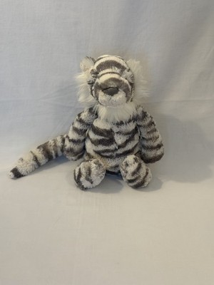 RETIRED  Jellycat London Bashful Snow Tiger MEDIUM 12'' White Grey with Tags