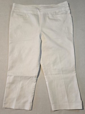 Studio Works Women Stretch Casual Basic White Slip On Cropped Ankle Pant Size 12