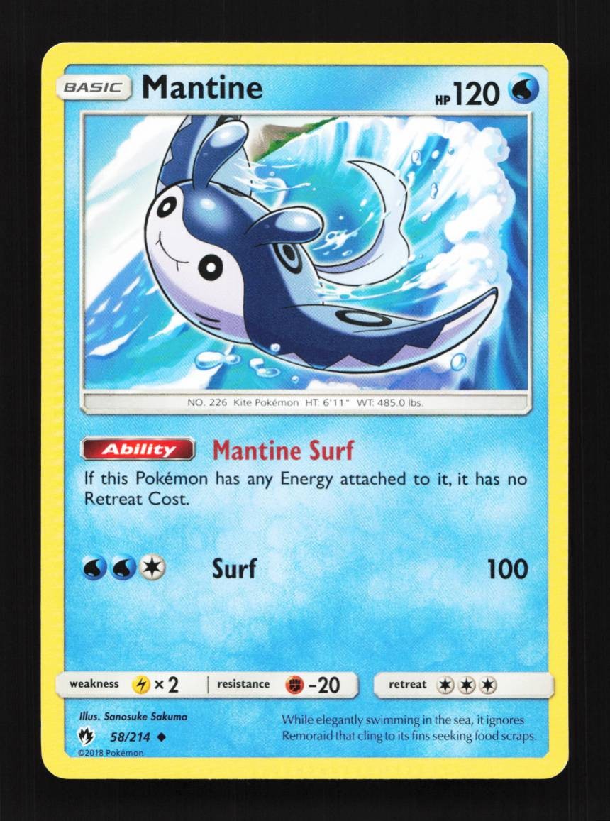 Mantine 58/214 LP Lost Thunder English Pokemon Card TCG