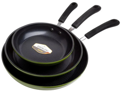 #ad #ad Green Earth Frying Pan 3 Piece Set by Ozeri 8quot; 10quot; 12quot; – 100% PTFE PF $93.99